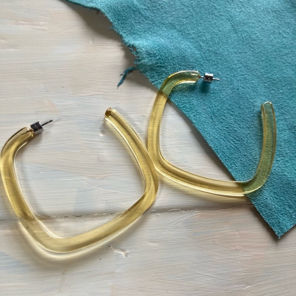 SOLD Machete Large Square Hoops NWT Transparent Yellow - Picture 5 of 13